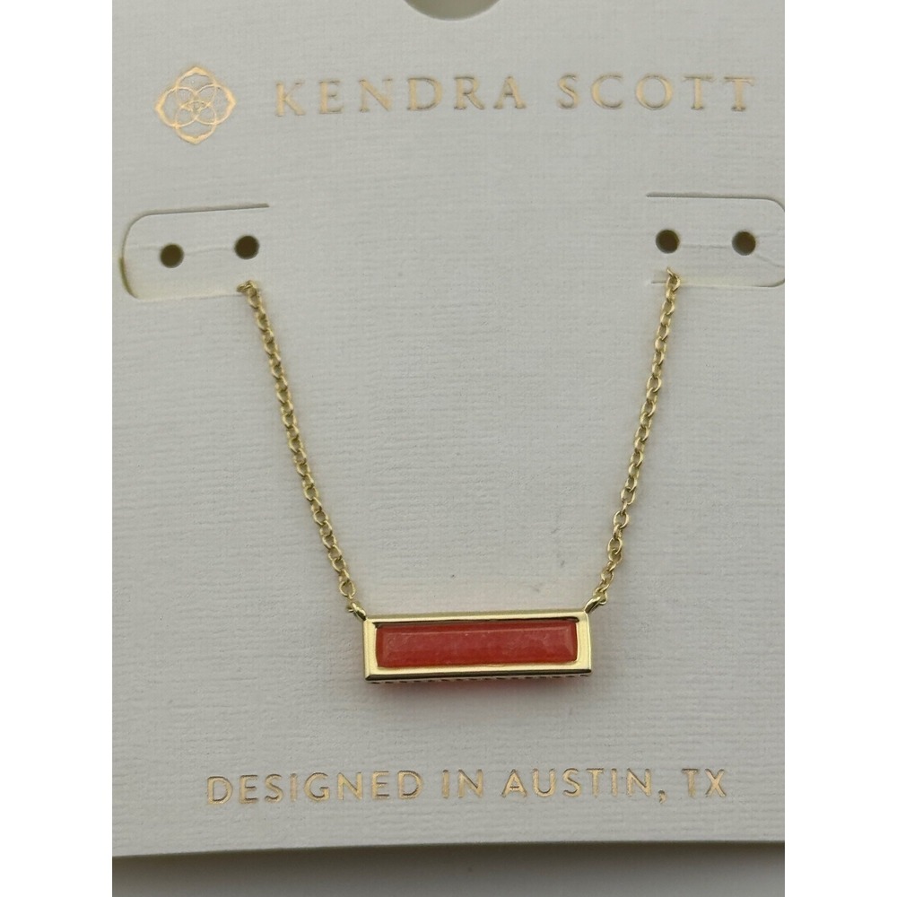 Kendra Scott Paisleigh Gold Tone Necklace Dark Peach Quartz